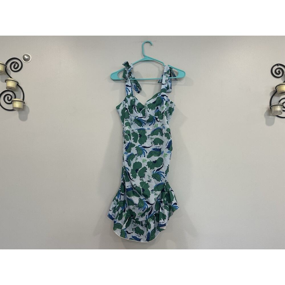 Cider Floral Multicolor Blue Green Dress Tie Strap Small S NEW